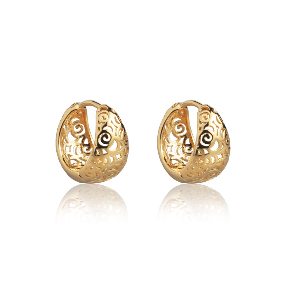 Brinco Argola oval lisa Folheado Gold 18k