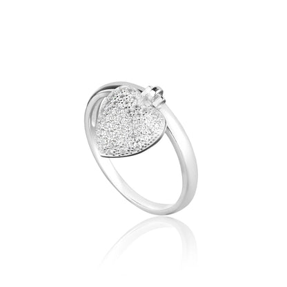 Aliança Prata 925 Coração Pendurada