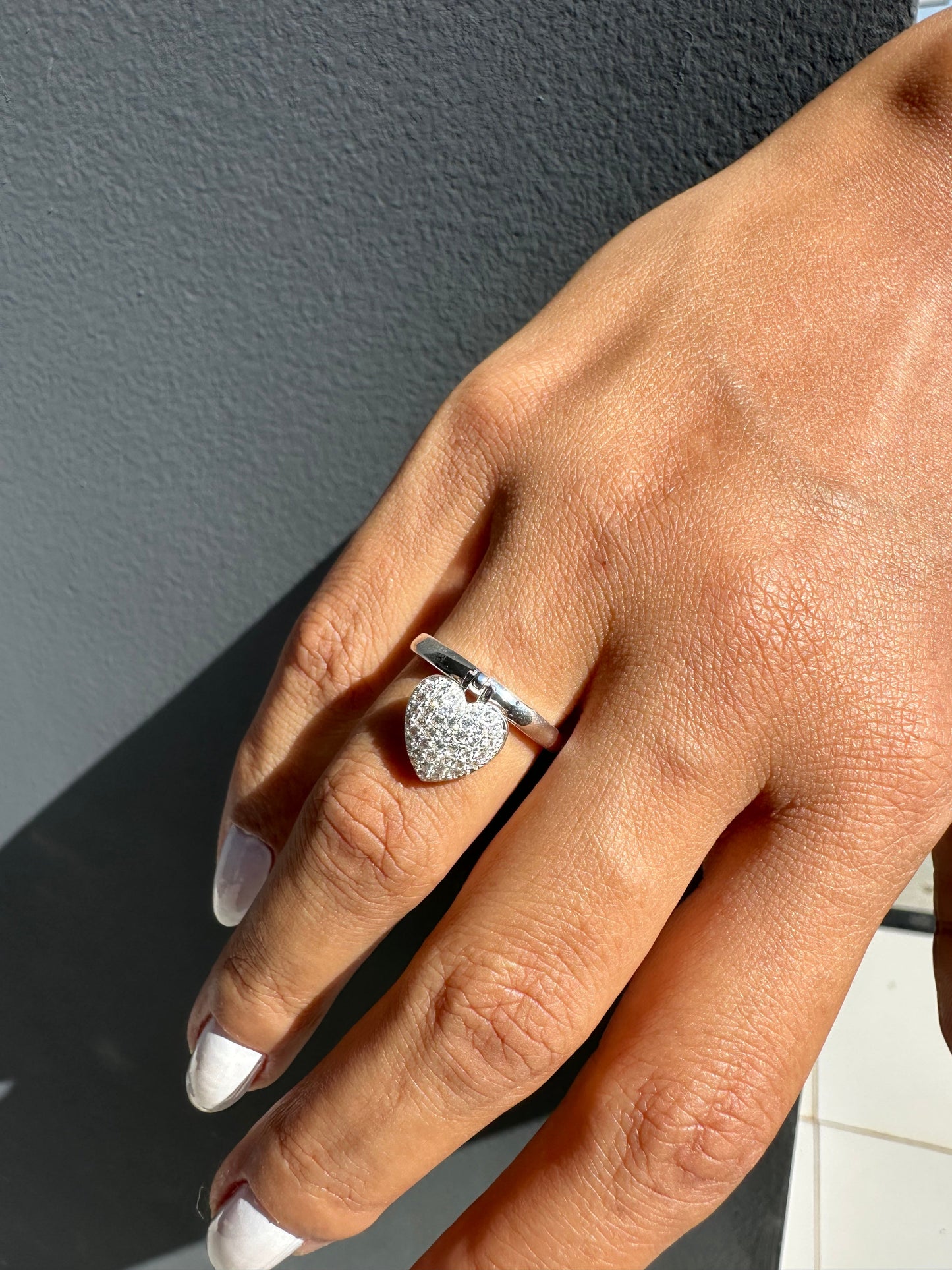 Aliança Prata 925 Coração Pendurada