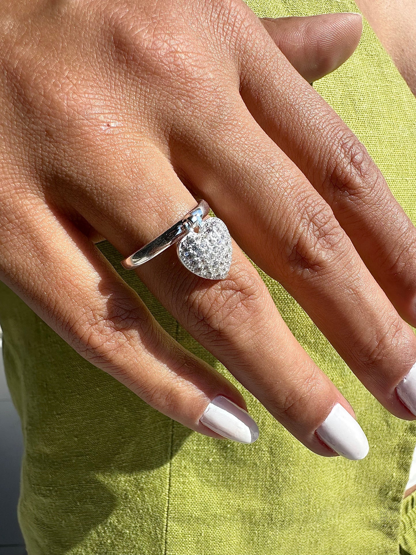 Aliança Prata 925 Coração Pendurada