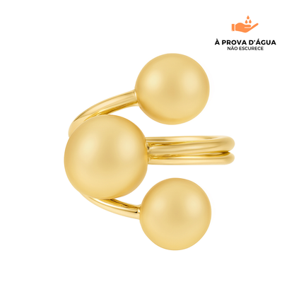 Anel Três Pontos Regulável Ouro 18k