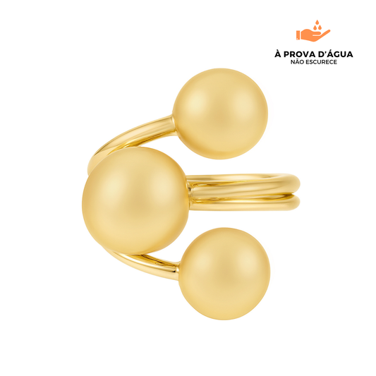 Anel Três Pontos Regulável Ouro 18k