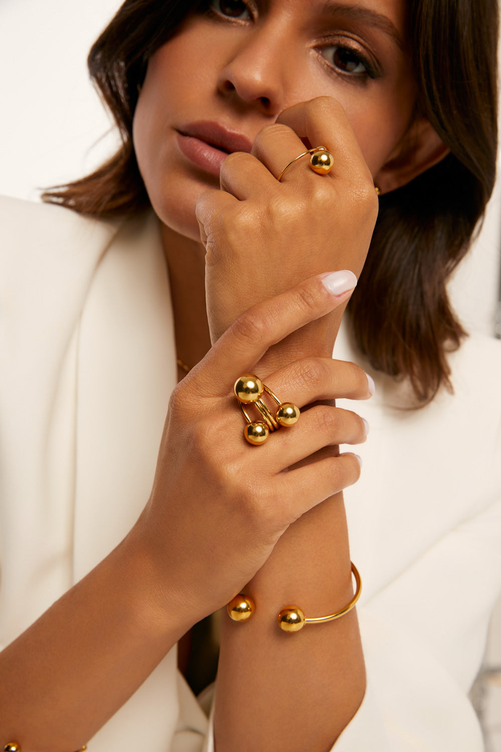 Anel Três Pontos Regulável Ouro 18k