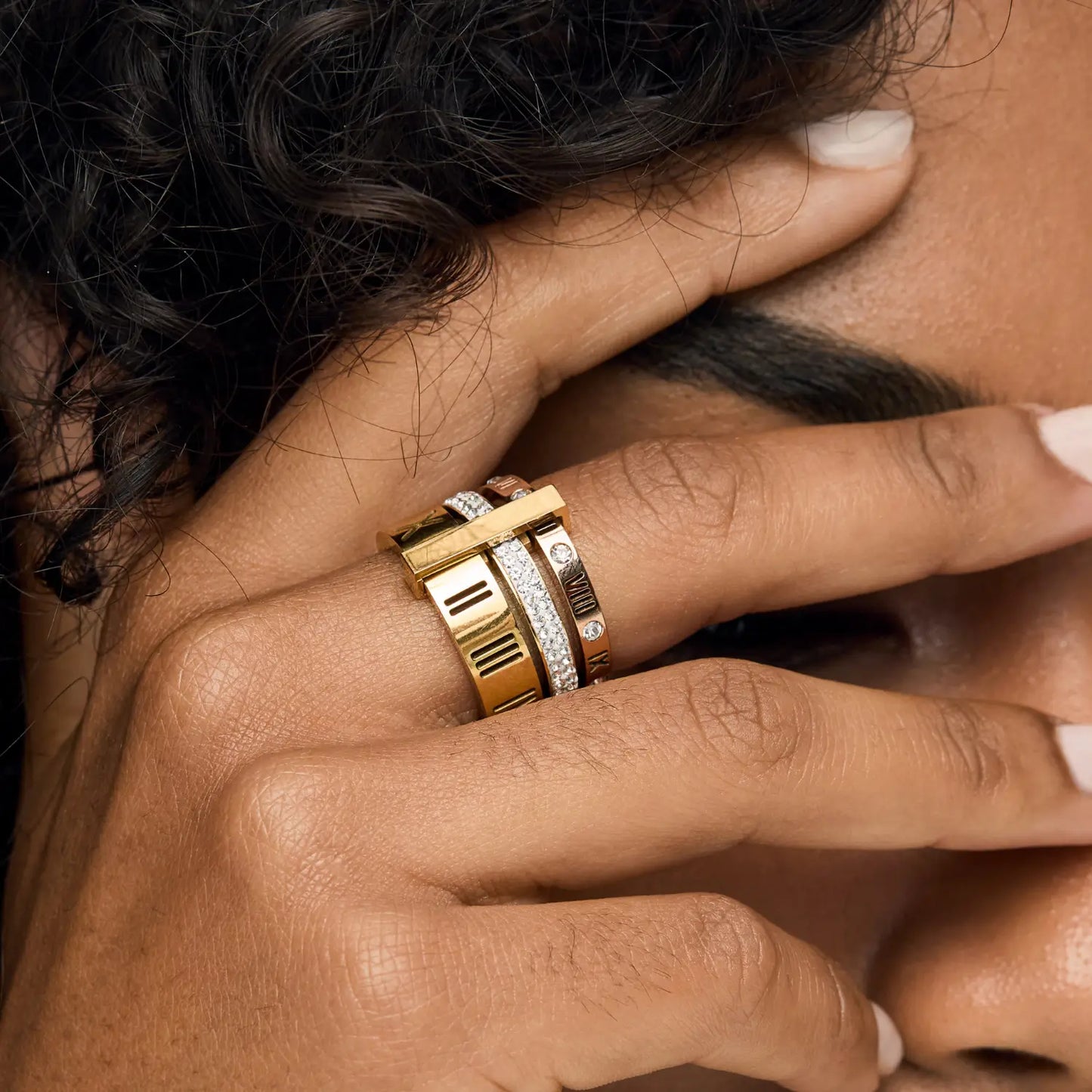 Anel Triplo Banhado em Ouro 18k