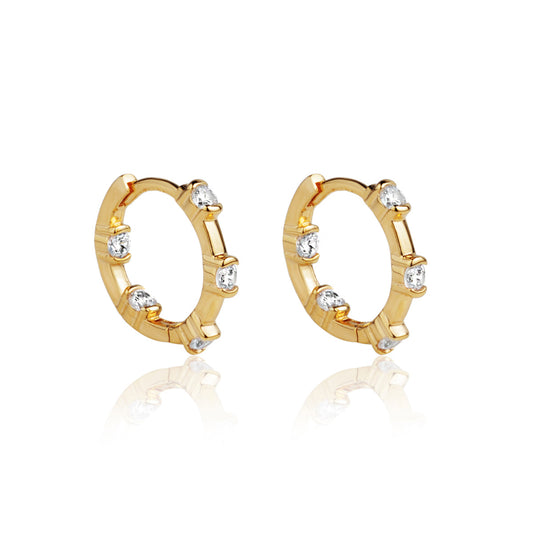 Brinco Argola Média Ponto de Luz Gold 18K