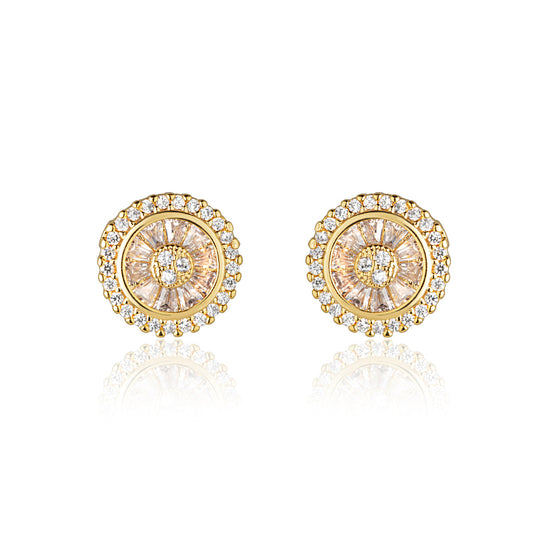 Brinco Pizza Zircônia Baguete Gold 18K