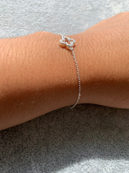 Pulseira Prata 925 Trevo Zircônia