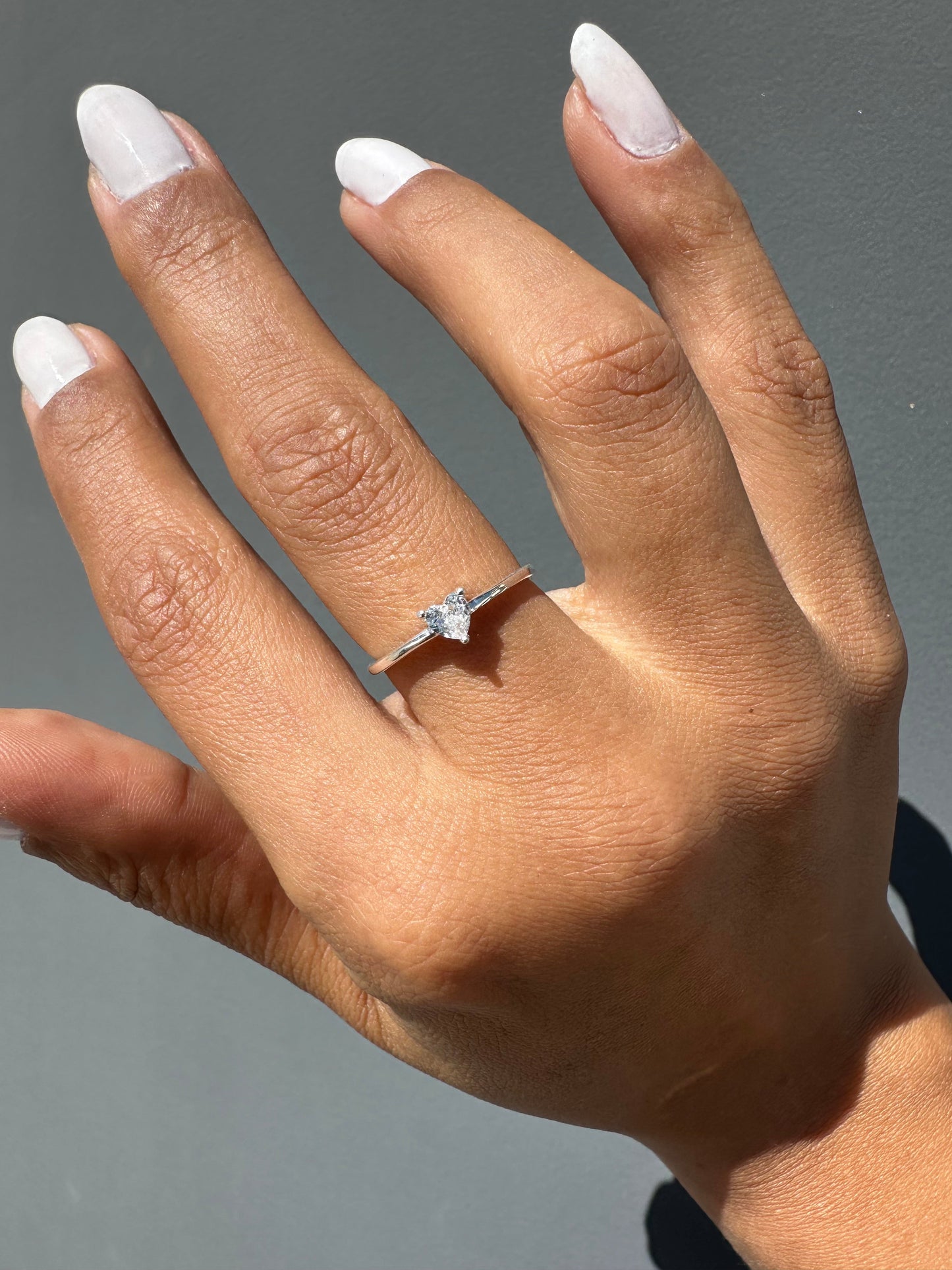 Anel Prata 925 Solitário Coração  Zirconia